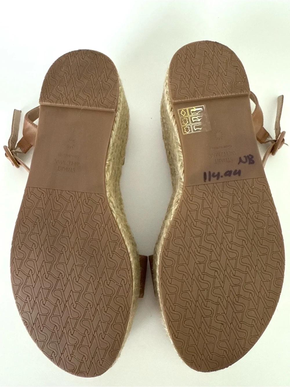 EUC Stuart Weitzman Platform Espadrille Sandals in Tan Leather